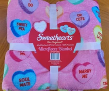 New Sweethearts Valentine Heart Candy Design Microfleece Blanket Hot Pink 50x60