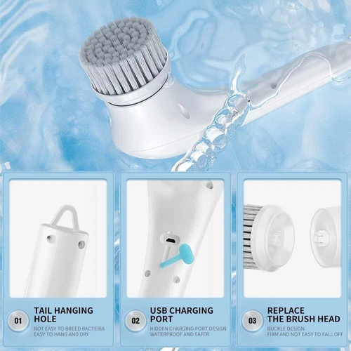 Electric Cordless Cleaning Brush Spin Scrubber Turbo Scrub Cleaner Rechargeable - Picture 5 of 10