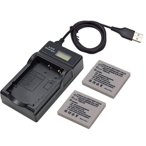 2x Batteria +Micro Caricabatterie per PENTAX Optio A10 A20 A30 A36 A40 W10 W20 WP WPi - Foto 1 di 12