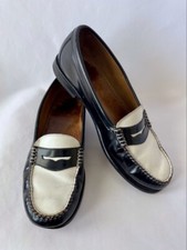 G.H. Bass Weejuns Whitney Women Leather Penny Loafer, 9.5 M, Black  White