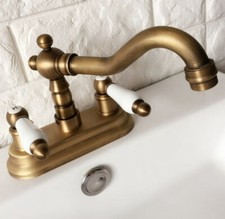 Antique Brass Bathroom Vanity Sink 2 Hole 4" Centerset Lavatory Faucet Mixer Tap