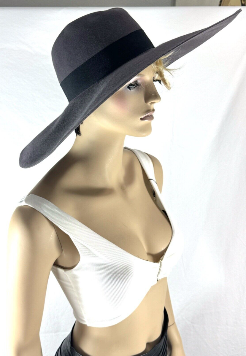 SAINT LAURENT Paris Runway Hedi Slimane Fedora Grey Rabbit Fur