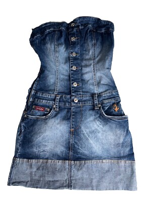 white christmas dresses Strapless Denim Mini Dress with Raw Edges (3 Colors)