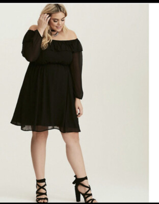 Torrid Off Shoulder Chiffon Skater Size (large)