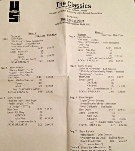 RADIO SHOW: BEST OF '03 12/22/03 BEATLES (5), U2, SPRINGSTEEN (2),ELVIS COSTELLO - Picture 2 of 2