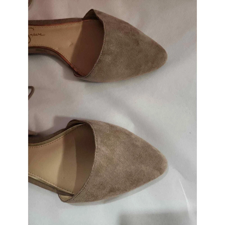Jessica Simpson Zeena Tan Suede Lace up Point toe Flat Sandals - Size 6.5 Ties - Image 2 of 4