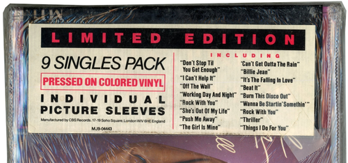 MICHAEL JACKSON SEALED 9 Singles Pack RED VINYL 1983 Limited Edition - THRILLER - Foto 2 di 13