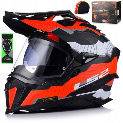 Motorradhelm Enduro Quad Helm | LS2 MX701 EXPLORER CARBON TRICK | Pinlock XS-3XL