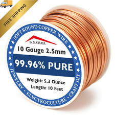Copper Wire 99.96 Pure   10 Gauge 2.5mm   10 Feet, 5.3 10 Gauge,