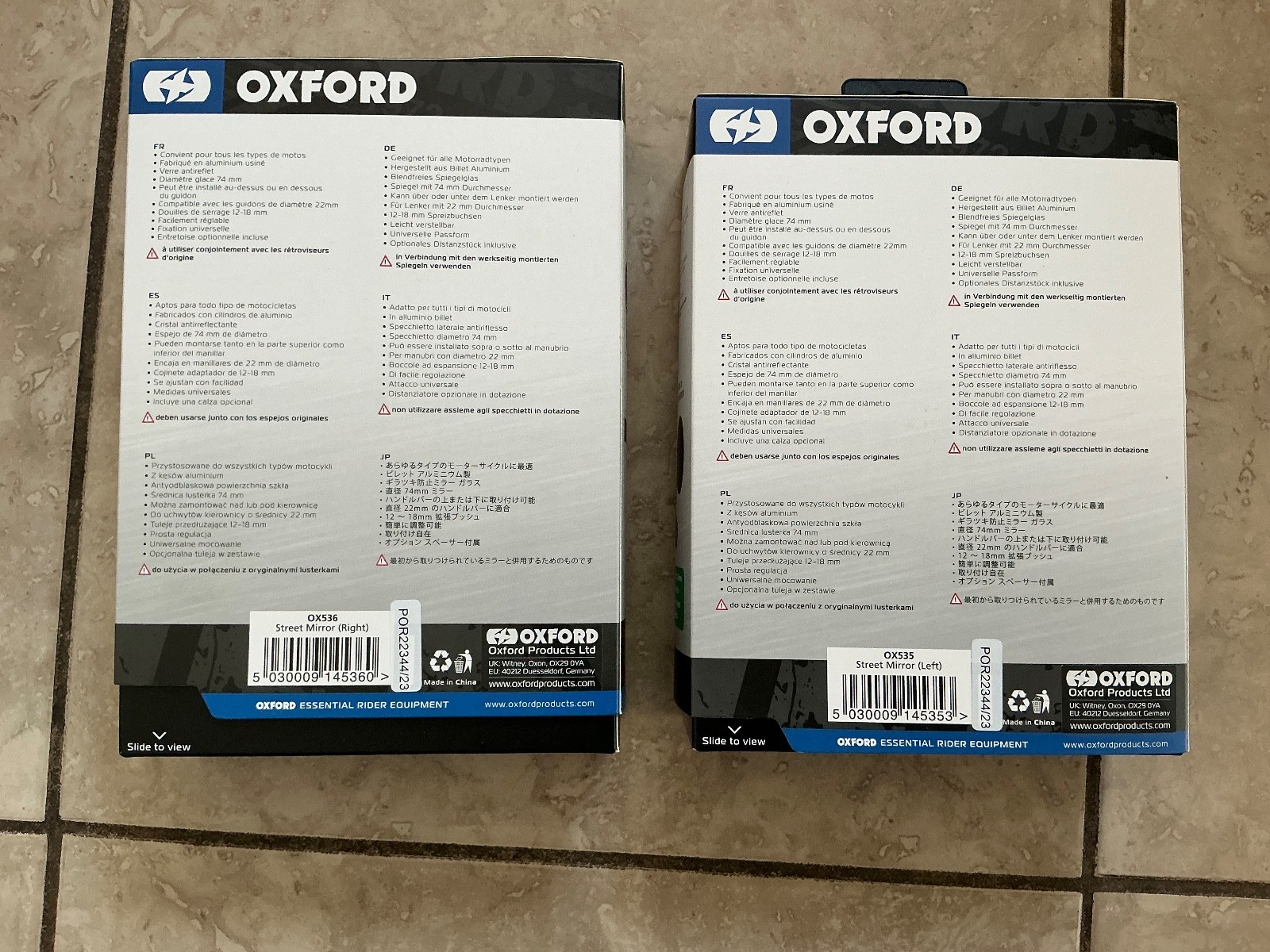 Motorcycle Bar End Mirrors (Oxford Brand)