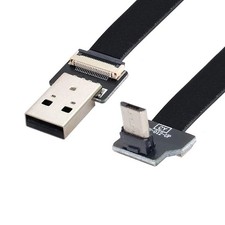 chenyang Micro USB Flat Cable 2.0 Male to 90 0.2M, Black