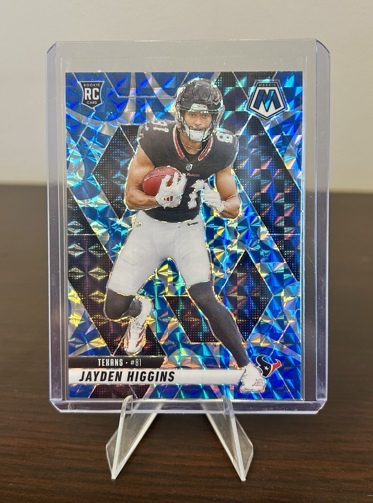 2025 Panini Mosaic Jayden Higgins Reactive Blue Prizm RC Texans #346