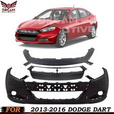 Front Bumper Cover Fascia Primed & Bumper Trim Kit For 2013-2016 Dodge Dart