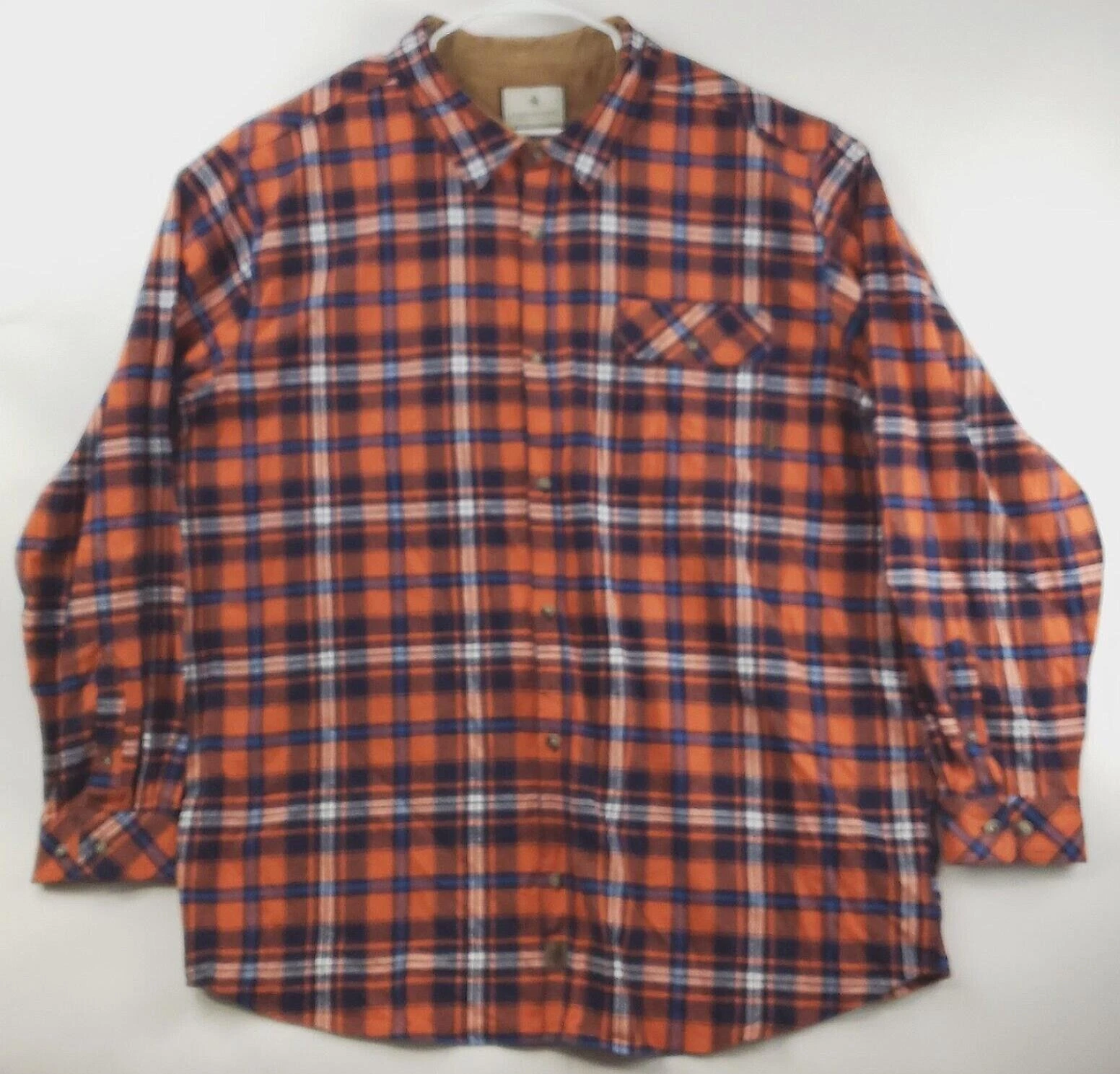 Legendary Whitetails Flannel Shirt Mens 3XT Orange Buck Camp Flip Cuffs