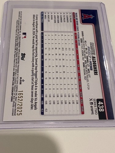 Samuel Aldegheri RC 2025 Topps Series 2 Gold /2025 Los Angeles Angels - Picture 2 of 2