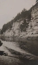 Lake Geneva Wisconsin WI, Rocky Shoreline Terrain With Trees, Antique 1921 Photo
