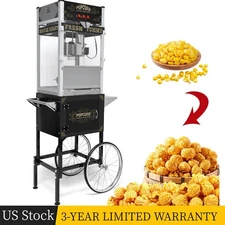 20-Ounce Kettle Vintage Style Commercial Popcorn Machine Maker Popper with Cart 