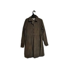 Nine West Jeans Corduroy Shirt Dress Long Sleeve Casual Green Womens Sz XS