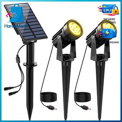Gartenstrahler Solar LED IP65 Wasserdicht 2 Helligkeitsstufen Dusk to Dawn für