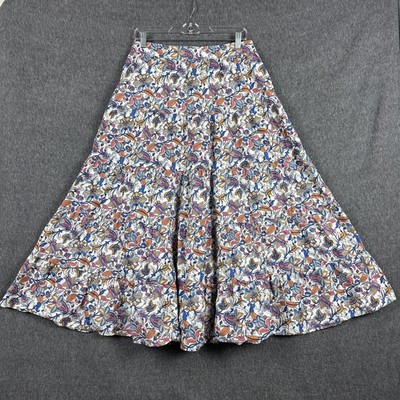 Boden Skirt Womens 10 Multicolor Floral Peasant Boho Tiered Maxi 100% Cotton