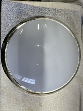 Modern Circular Ceiling Light Fixture – Glossy White with Chrome Trim. Bathroom