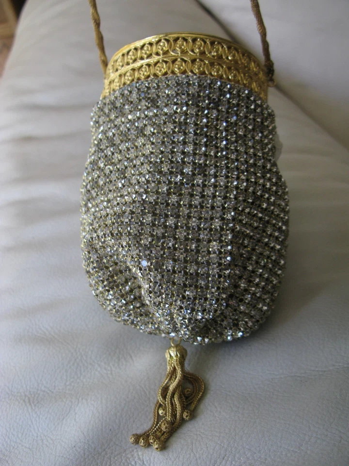 Vintage Gold Filigree Frame GERMANY WALBORG CRYSTAL Hand Made Rhinestone Purse - Image 2 of 4