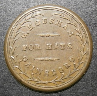 Farthing token 19thC G Housham tailors Gainsborough Lincolnshire BUF W.1639