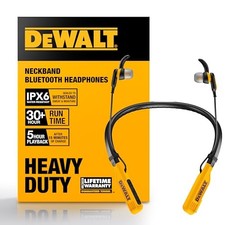 DEWALT HEAVY DUTY BLUETOOTH NECKBAND HEADPHONES WIRELESS NECKBAND - YELLOW