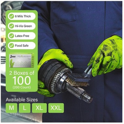 Green Nitrile Gloves, Disposable, Latex Free, Mechanic Glove
