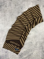 Foulard unisexe vintage Kenzo Homme laine rayée motif chevron marron beige an...