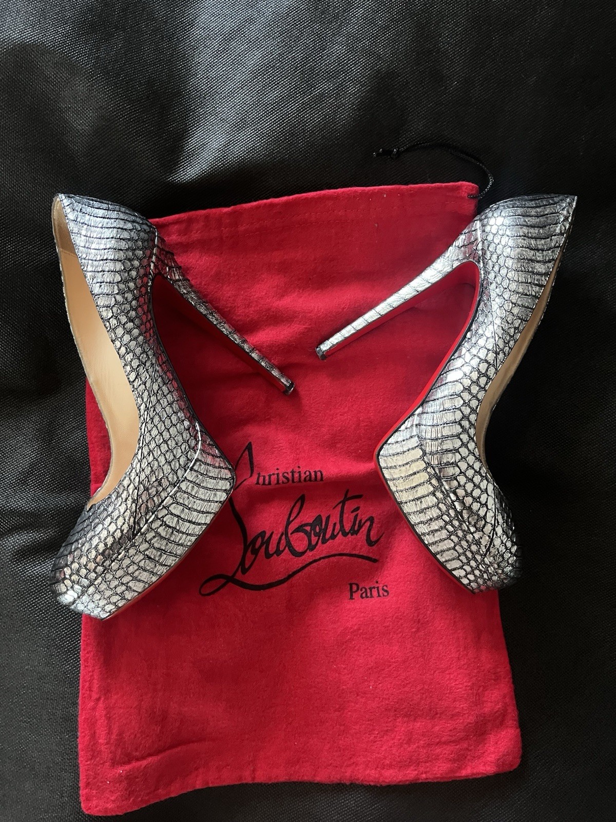 Christian Louboutin Python Silver Platform Pumps … - image 4