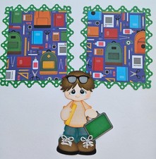 Handmade scrapbooking paper piecing set for layouts, cards school boy