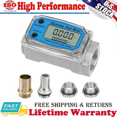 Flow Meter 1'' Digital Turbine Fuel Meter Waterproof Inline NPT Thread Flowmeter