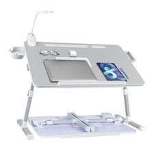Adjustable Laptop Lap Desk with Cooling Fan USB Light for Adults Grey,70x45cm