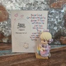 Precious Moments Porcelain Picture Frame As Is Or W/Adorable Memories 2.5" X 2"