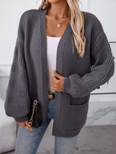 Textured Knit Open Front Cardigan