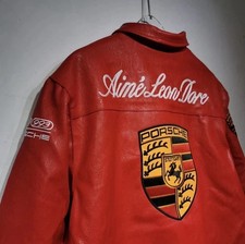 Porsche 993 Turbo Leather Club Jacket Edizione Limitata Giacca Pelle Biker Rosso