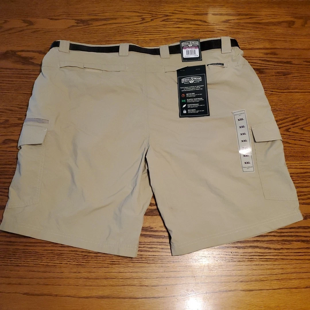 Field & Stream Shorts Mens XXL Mountain Khaki Quick Dry Nylon Cargo Pockets NEW