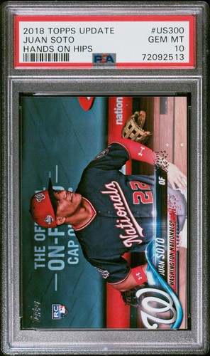 2018 TOPPS UPDATE #US300 JUAN SOTO SP RC PHOTO VARIATION HANDS ON HIPS PSA 10