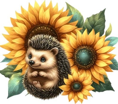 Bunte Sonnenblume Igel Wandkunst Schlafzimmer Dekor Vinyl Aufkleber Abziehbild 6 Größen