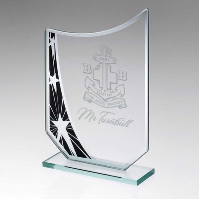 R4US Jade Premium Glas Trophäe gebogener Stern Corporate Award Design personalisiert
