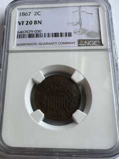 1867 Two Cent Piece 2C Ngc Very Fine 20 Brown