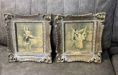 Set Of 2 Vintage Framed Sophie Ballerina Print Lithograph Ornate  Frame Grouping
