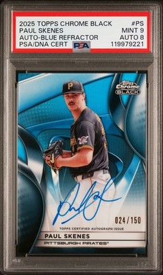 2025 TOPPS CHROME BLACK AUTOS BLUE REFRACTOR #PS PAUL SKENES 24 
