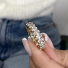 Women Eternity Band 3 Carat Lab Grown Oval Cut Diamond 14k Yellow Gold E F VVS2