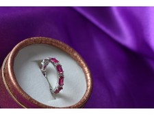 925 Sterling Silver Pink Topaz  CZ Ring Size 5.5