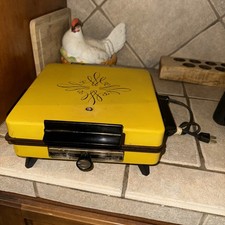 Vtg Sears Roebuck Waffle Baker Grill Model 632-647300 Yellow Tested