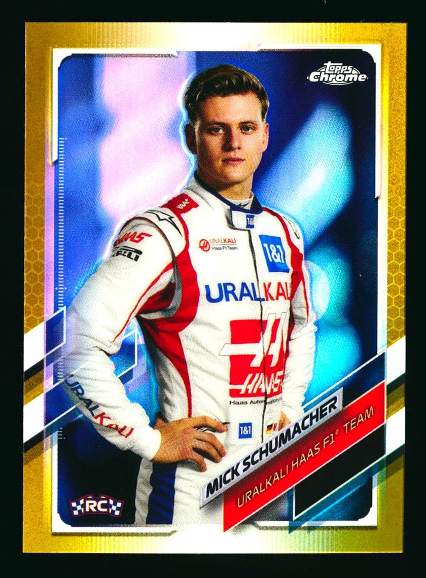 2021 TOPPS CHROME F1 17 MICK SCHUMACHER RC GOLD REFRACTOR PORTRAIT ROOKIE #44/50