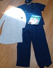 Halloween Costume Doctor's Lab Coat, Scrubs, Cap Adult Fits up to size 2XL