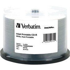 CD-R 700MB 52X DataLifePlus White Inkjet Printable, Hub Printable - 50pk Spin...
